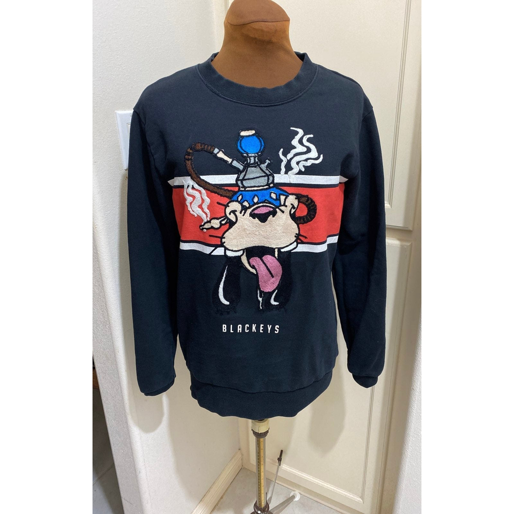 Men's Black Keys Hookah Goofy-Resembling Crew Neck Sweater - Black/Red Size Smal
